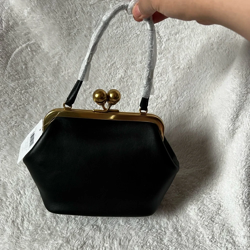 Black Coach Kisslock 16 Frame Bag with Gold Accents - Picture 3 of 5